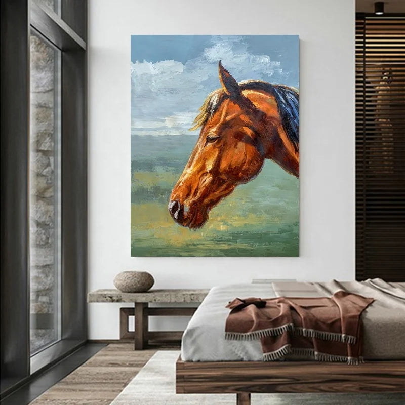 Horse Hand Painting Painting of Horses Living Room Art Animal Handmade Horse Hotel Artwork Wall Art Oil Painting on Canvas