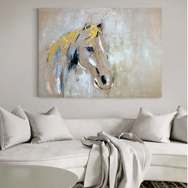 Abstract Horse Oil Painting Gold Foil Custom Personalized Wall Decor Painting With Own Design Decoration Painting for Home Decor