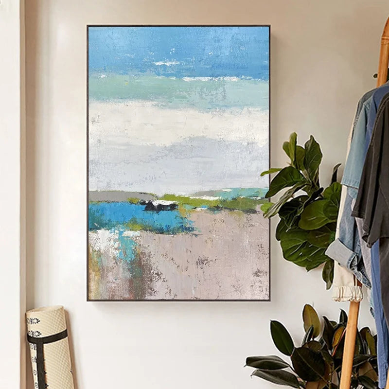 Framed Abstract Oil Painting Canvas Wal Handmade Countryside Landscapes Tree Road Canvas Oil Paintings for Wall Decor