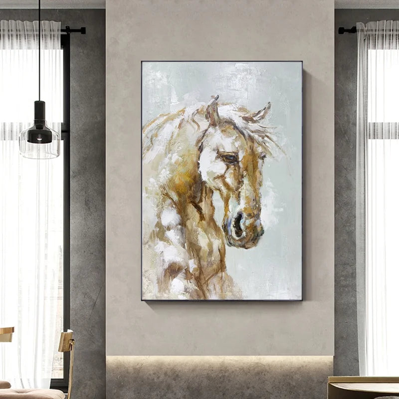 Hotel Project Decoration Handmade Abstract Artwork Canvas Wall Art Handmade Painting Animal Designs Abstract Horse Painting