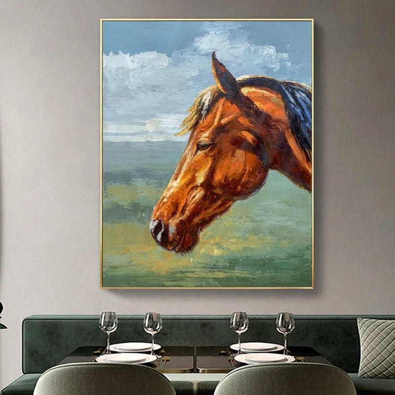Horse Hand Painting Painting of Horses Living Room Art Animal Handmade Horse Hotel Artwork Wall Art Oil Painting on Canvas