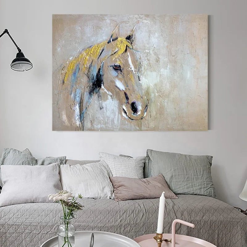 Abstract Horse Oil Painting Gold Foil Custom Personalized Wall Decor Painting With Own Design Decoration Painting for Home Decor