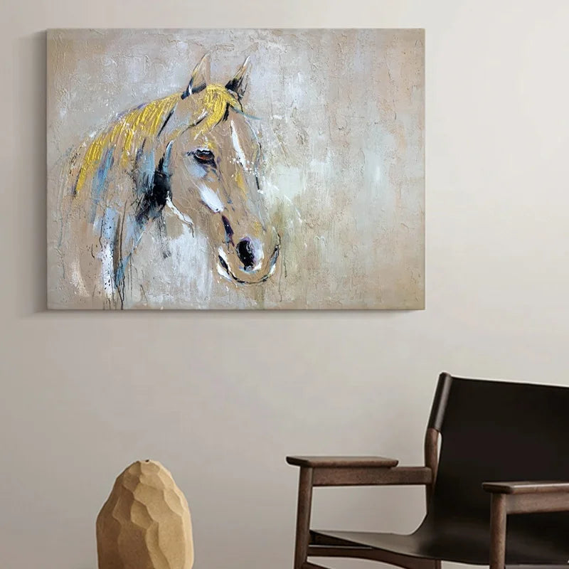 Abstract Horse Oil Painting Gold Foil Custom Personalized Wall Decor Painting With Own Design Decoration Painting for Home Decor