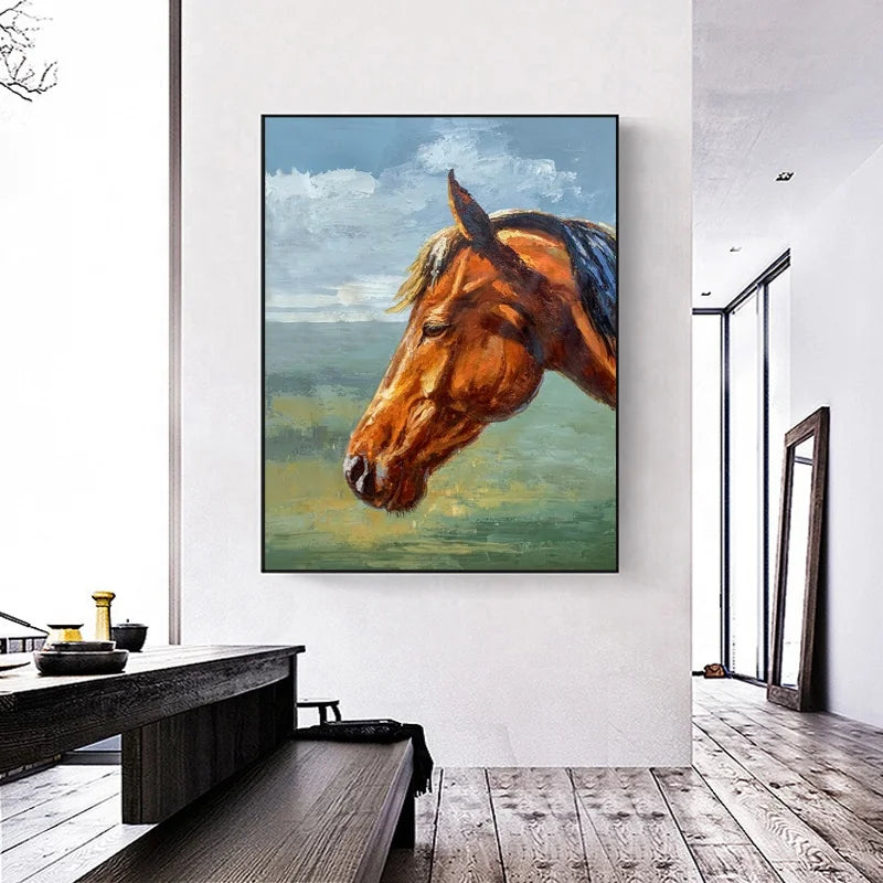 Horse Hand Painting Painting of Horses Living Room Art Animal Handmade Horse Hotel Artwork Wall Art Oil Painting on Canvas