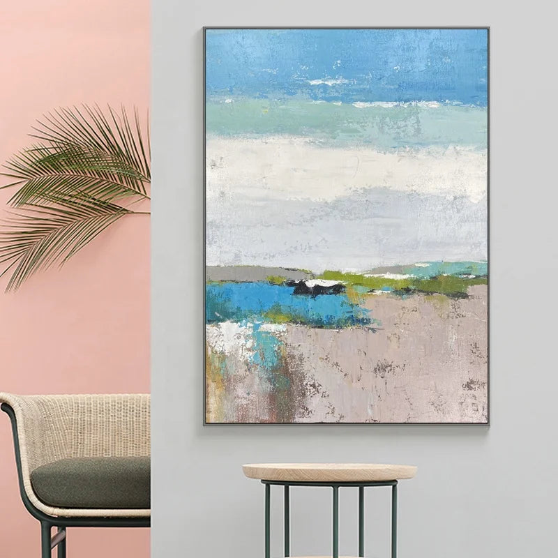 Framed Abstract Oil Painting Canvas Wal Handmade Countryside Landscapes Tree Road Canvas Oil Paintings for Wall Decor