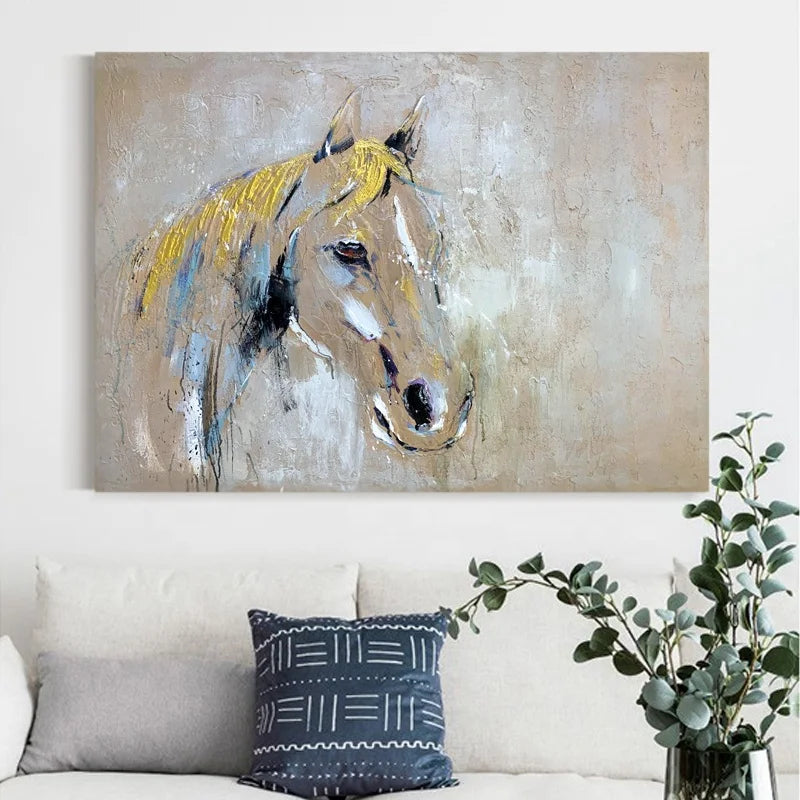 Abstract Horse Oil Painting Gold Foil Custom Personalized Wall Decor Painting With Own Design Decoration Painting for Home Decor