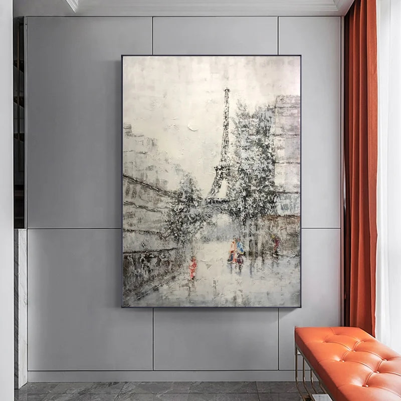 Chinese Painting New Product Hand-painted Modern Style Wall Eiffel Landscape Decoration Oil Painting Painting Wall Art Canvas