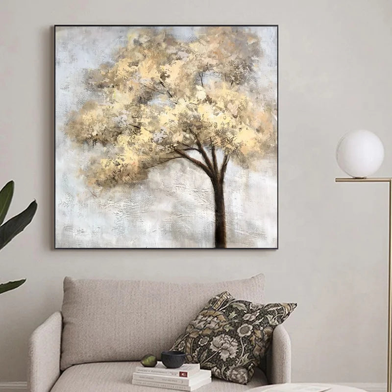 Wholesale Handmade Yellow Tree Landscape Oil Painting on Canvas Modern Natural Scenery Wall Art Other Painting