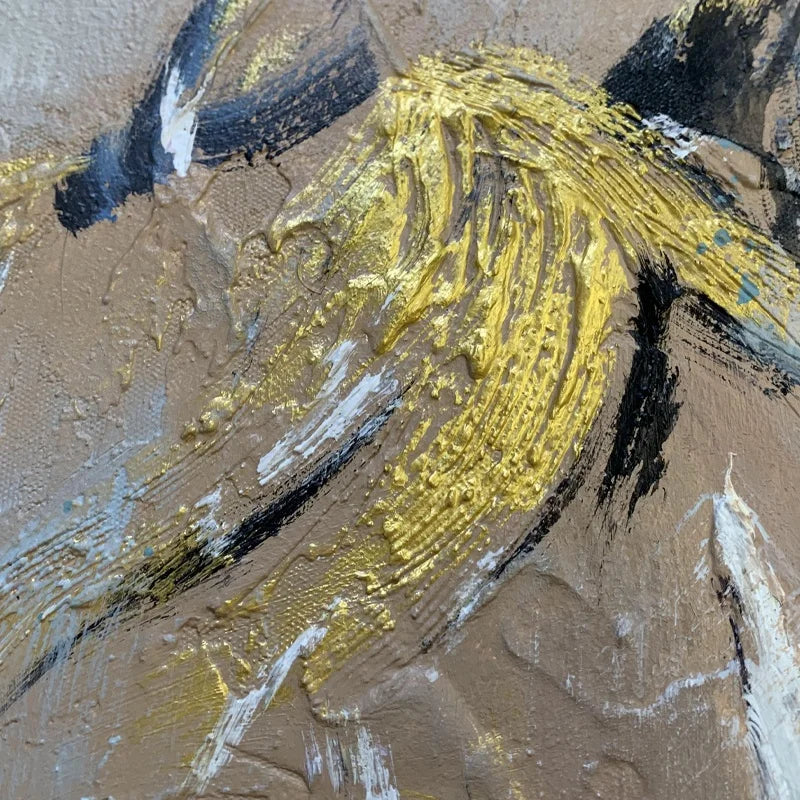 Abstract Horse Oil Painting Gold Foil Custom Personalized Wall Decor Painting With Own Design Decoration Painting for Home Decor