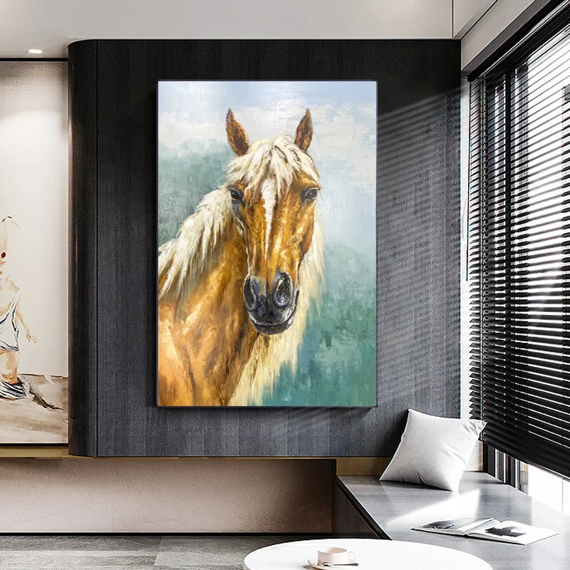 Hotel Project Decoration Handmade Abstract Artwork Canvas Wall Art Handmade Painting Animal Designs Abstract Horse Painting