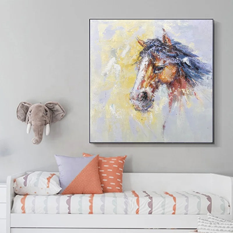 Hot Selling Abstract Oil Canvas Hand Painting Handpainted Custom Modern Wall Decoration Horse Painting Customized Living Room