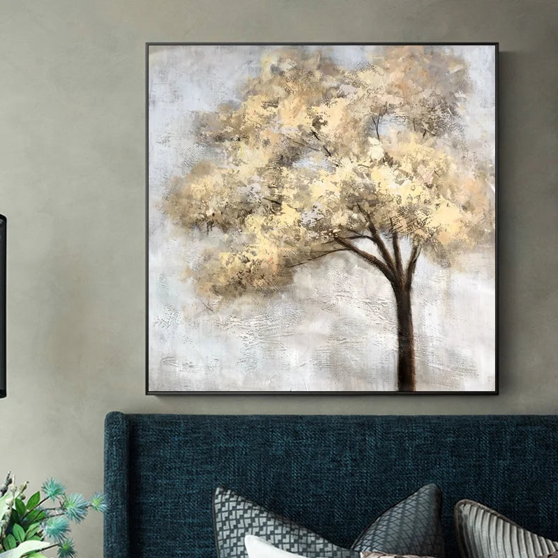 Wholesale Handmade Yellow Tree Landscape Oil Painting on Canvas Modern Natural Scenery Wall Art Other Painting