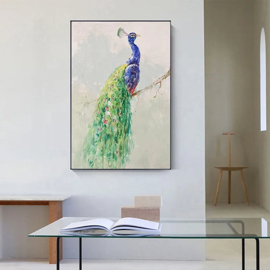 Painting Handmade Oil Painting Peacock on Canvas Abstract Picture Painted Modern Abstract Oil Painting Home Decor Art
