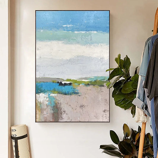 Framed Abstract Oil Painting Canvas Wal Handmade Countryside Landscapes Tree Road Canvas Oil Paintings for Wall Decor