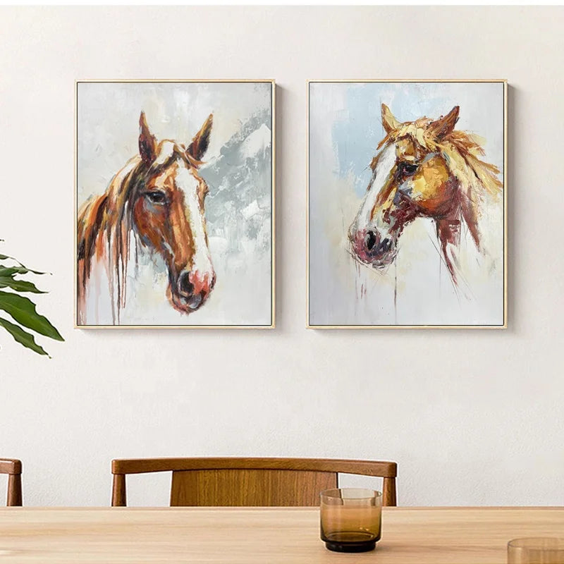 High Quality Handpainted Modern Realistic Abstract Study Decoration Oil Animal Painting Canvas Art Horse Painting