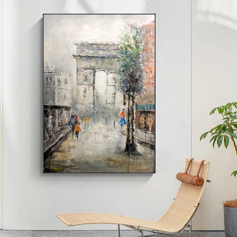 Chinese Painting New Product Hand-painted Modern Style Wall Eiffel Landscape Decoration Oil Painting Painting Wall Art Canvas