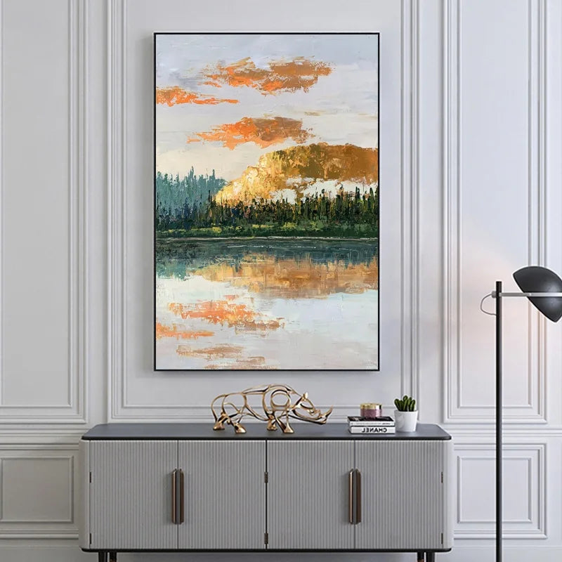 Landscape New Design Decoration Handmade Painted Oil Painting With Frame Totally Hand Painted Art