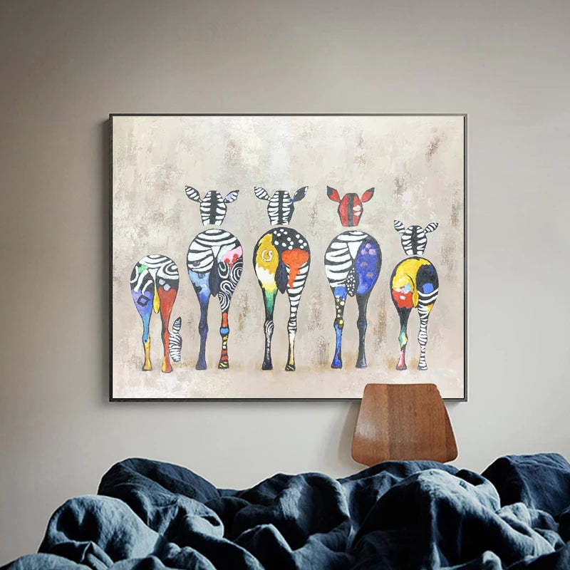 Modern 100% Hand Painted Beautiful Animal Horse Decoration Oil Painting With Frame for Living Room on Sale