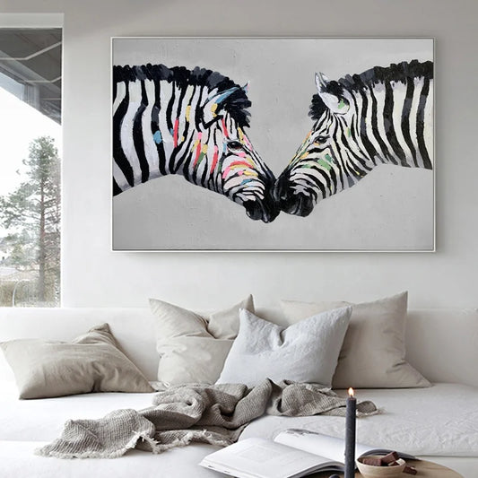 Horse Hand Painting Hot Selling Oil Paintings Colorful Horse Abstract Painting Modern Animal Canvas Wall Art Home Decor