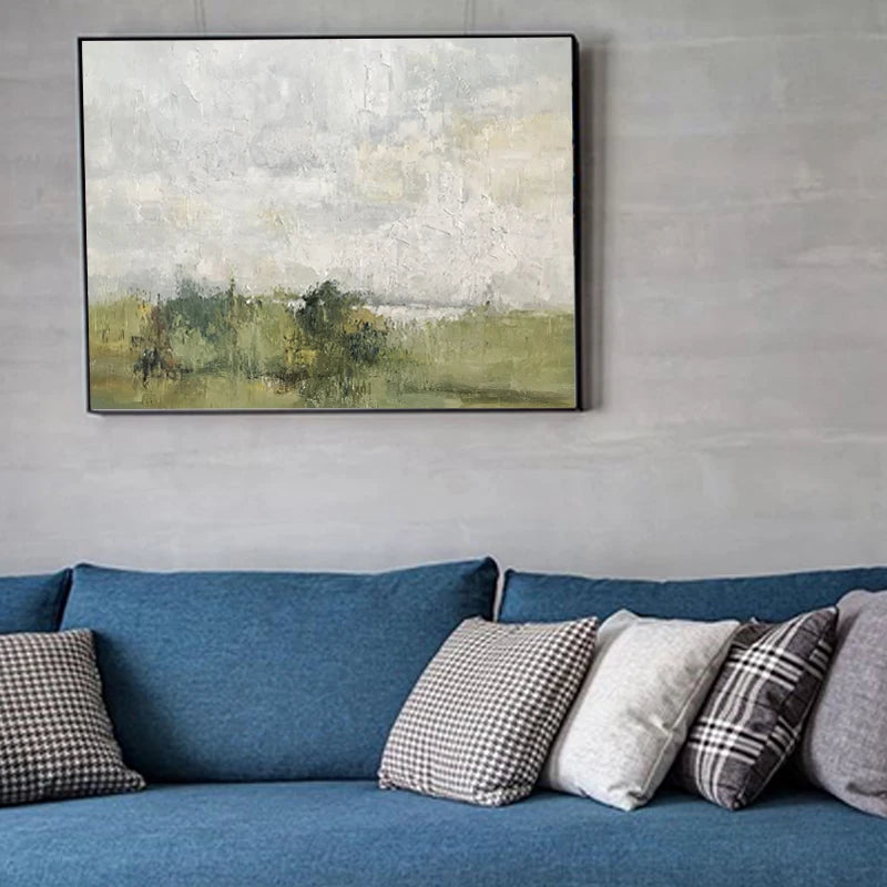 Decorative Silver Foil Abstract Canvas Wall Art Landscape Oil Painting for Home Decor