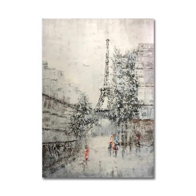 Chinese Painting New Product Hand-painted Modern Style Wall Eiffel Landscape Decoration Oil Painting Painting Wall Art Canvas