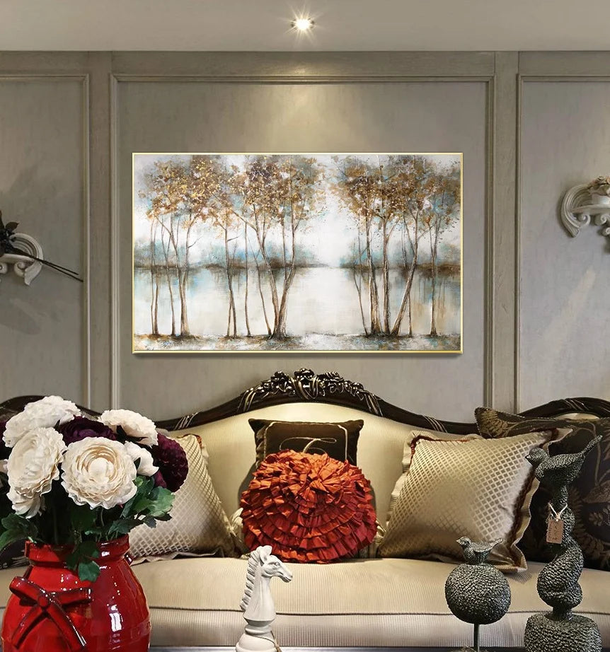 Famous Painting 100% Hand Painted Shore Tree Abstract Oil Painting Canvas Office Wall Decoration Painting