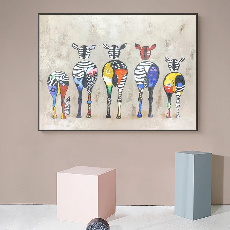 Modern 100% Hand Painted Beautiful Animal Horse Decoration Oil Painting With Frame for Living Room on Sale