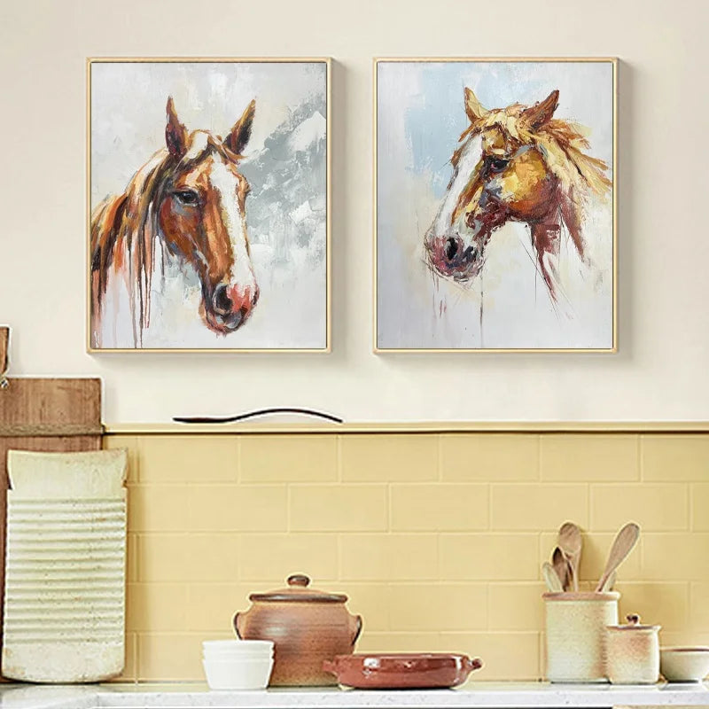High Quality Handpainted Modern Realistic Abstract Study Decoration Oil Animal Painting Canvas Art Horse Painting