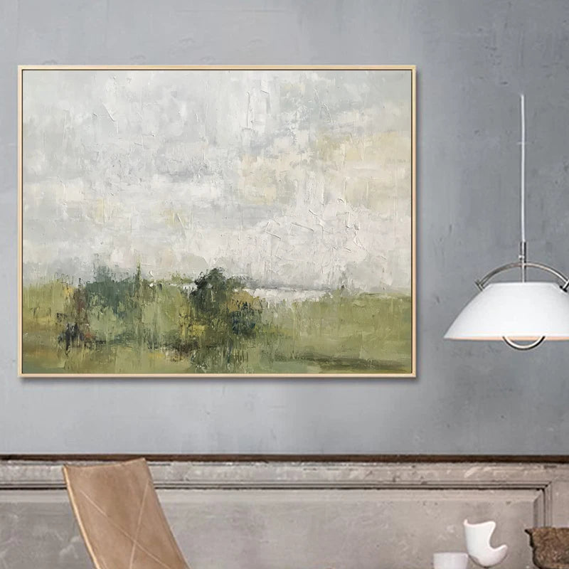 Decorative Silver Foil Abstract Canvas Wall Art Landscape Oil Painting for Home Decor