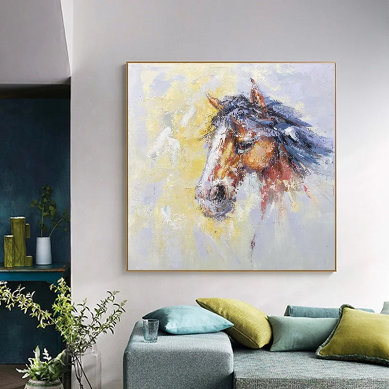 Hot Selling Abstract Oil Canvas Hand Painting Handpainted Custom Modern Wall Decoration Horse Painting Customized Living Room