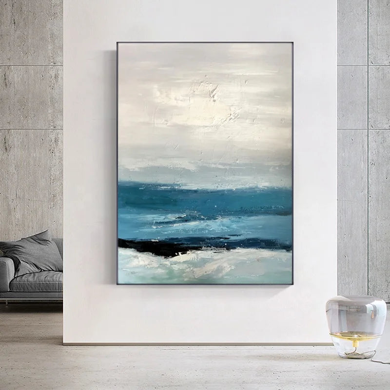 Hand Painted Canvas Abstract Landscape Art Oil Painting Living Room Sea Painting