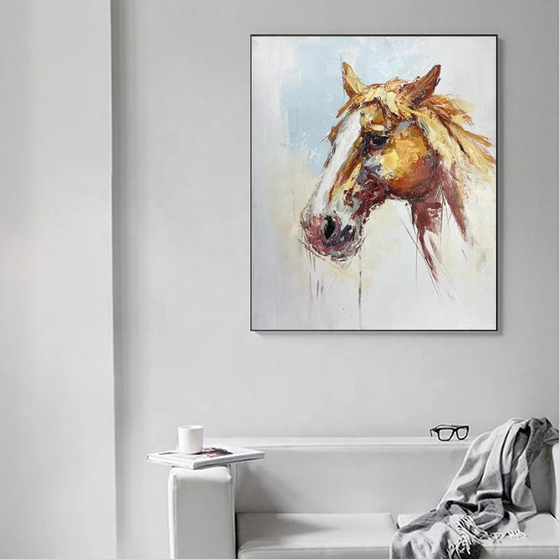 High Quality Handpainted Modern Realistic Abstract Study Decoration Oil Animal Painting Canvas Art Horse Painting