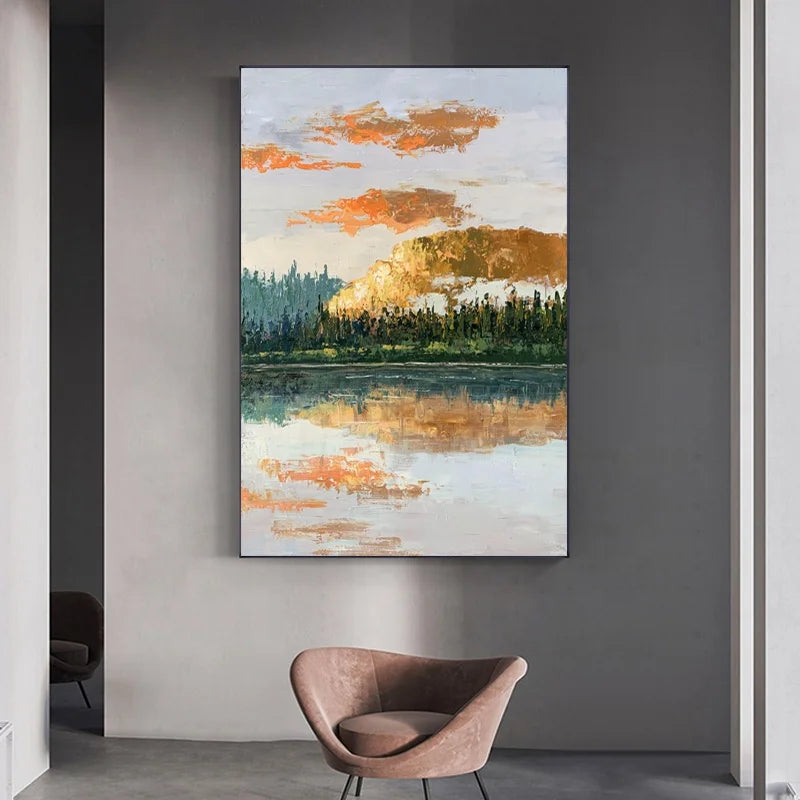 Landscape New Design Decoration Handmade Painted Oil Painting With Frame Totally Hand Painted Art