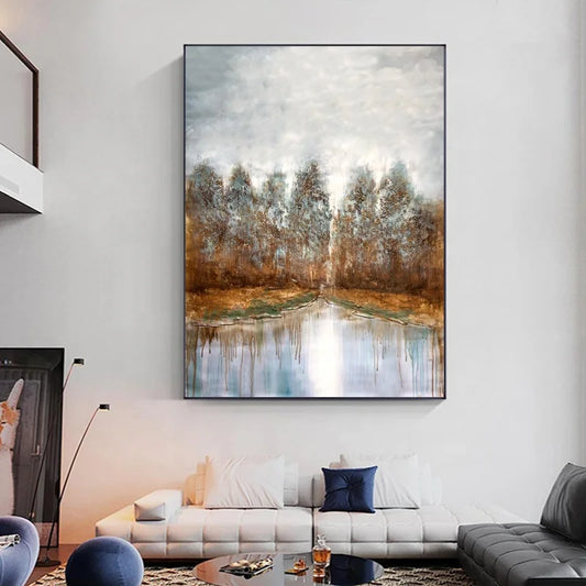 New Wall Art Tree Landscape Picture Living Room Decoration Oil Painting on Canvas