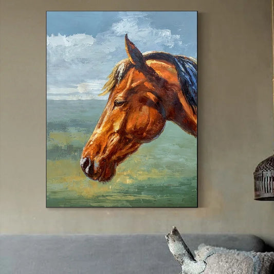 Horse Hand Painting Painting of Horses Living Room Art Animal Handmade Horse Hotel Artwork Wall Art Oil Painting on Canvas