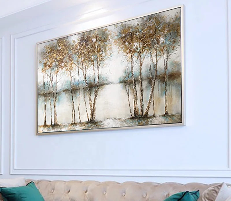 Famous Painting 100% Hand Painted Shore Tree Abstract Oil Painting Canvas Office Wall Decoration Painting