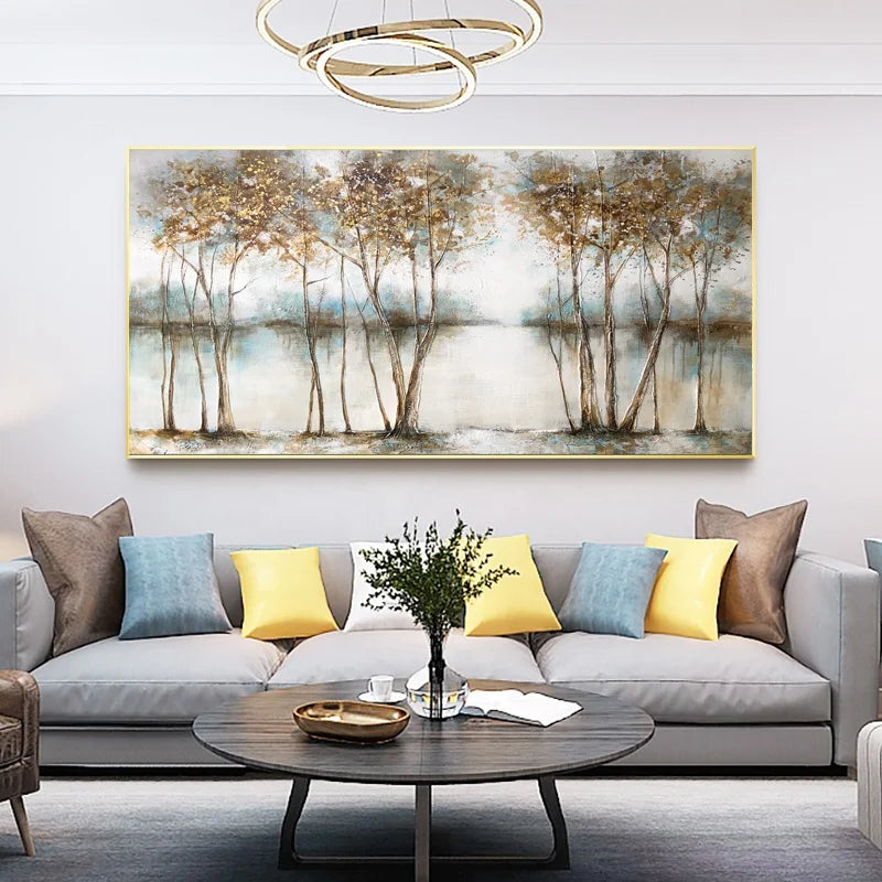 Famous Painting 100% Hand Painted Shore Tree Abstract Oil Painting Canvas Office Wall Decoration Painting