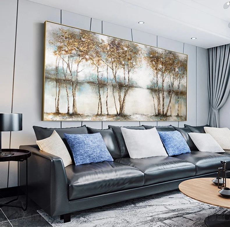Famous Painting 100% Hand Painted Shore Tree Abstract Oil Painting Canvas Office Wall Decoration Painting