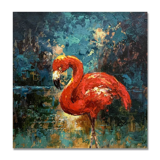 Customized Support Custom Indoor Decor Red Crane Animal Painting Wall Art Picture Frame Picture Handmade Painting Wall